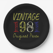 40e verjaardag  gift retro 1981 papieren bordje (Voorkant)