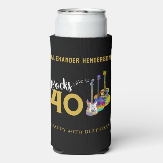 40e verjaardag gitaren Muziek Rocks 40 Seltzer Blikjeskoeler (Seltzer Achterkant)