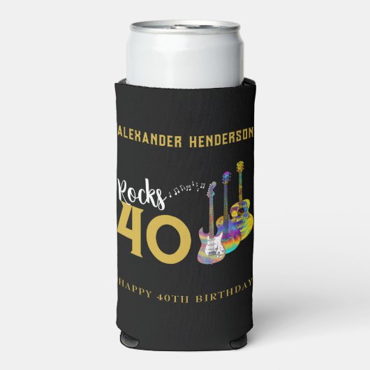 40e verjaardag gitaren Muziek Rocks 40 Seltzer Blikjeskoeler (Seltzer Voorkant)