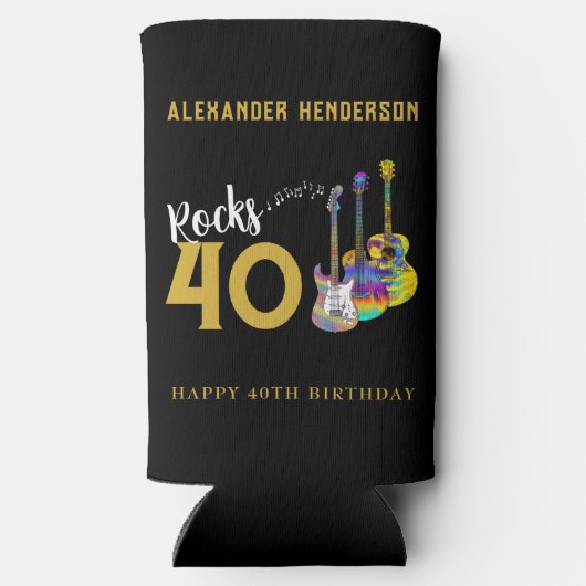 40e verjaardag gitaren Muziek Rocks 40 Seltzer Blikjeskoeler (Achterkant)