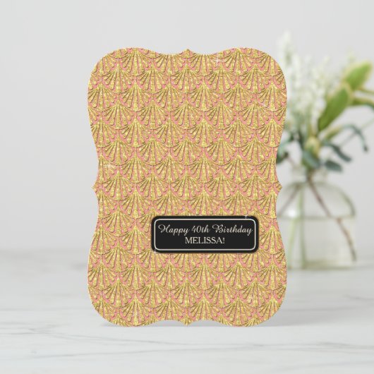 40e verjaardag Glam Great Gatsby Style Kaart (Staand voorkant)