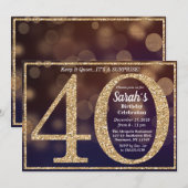 40e verjaardag glitter mijlpaal uitnodiging (Voorkant / Achterkant)