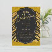 40e verjaardag Gold Animal Print Glitter Glam Kaart (Staand voorkant)