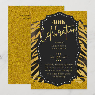 40e verjaardag Gold Animal Print Glitter Glam Kaart