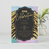 40e verjaardag Gold Animal Print Glitter Glam Kaart (Staand voorkant)