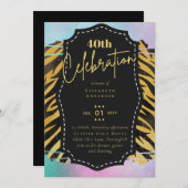 40e verjaardag Gold Animal Print Glitter Glam Kaart (Voorkant / Achterkant)