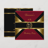 40e verjaardag Gold Black Faux Velvet Red Jewel Kaart (Voorkant / Achterkant)