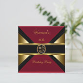 40e verjaardag Gold Black Faux Velvet Red Jewel Kaart (Staand voorkant)