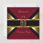 40e verjaardag Gold Black Faux Velvet Red Jewel Kaart (Voorkant)