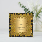 40e verjaardag Gold Black Floral Kaart (Staand voorkant)