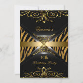 40e verjaardag Gold Black Gold Art Deco Zebra Kaart (Voorkant)