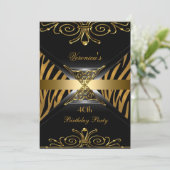 40e verjaardag Gold Black Gold Art Deco Zebra Kaart (Staand voorkant)