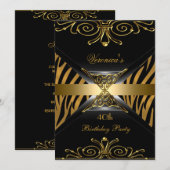 40e verjaardag Gold Black Gold Art Deco Zebra Kaart (Voorkant / Achterkant)