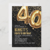 40e verjaardag Gold Black Invitation Kaart (Voorkant)