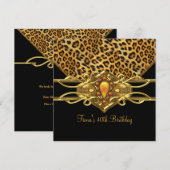 40e verjaardag Gold Black Leopard Cheetah Jewel Kaart (Voorkant / Achterkant)