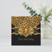40e verjaardag Gold Black Leopard Cheetah Jewel Kaart (Staand voorkant)