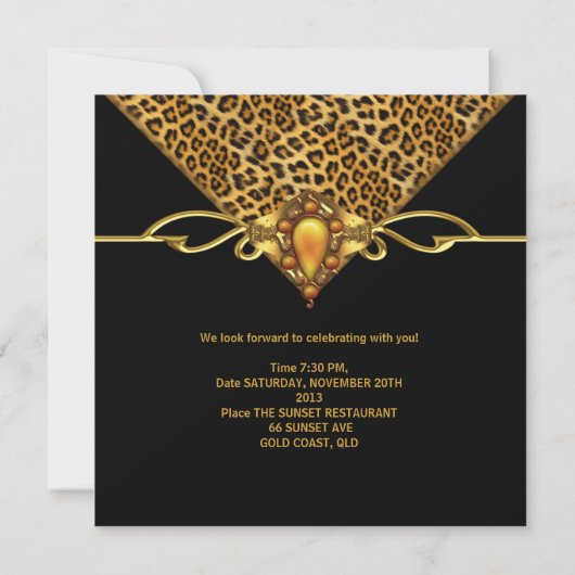 40e verjaardag Gold Black Leopard Cheetah Jewel Kaart (Achterkant)