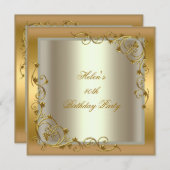 40e verjaardag Gold Cream Floral Kaart (Voorkant / Achterkant)