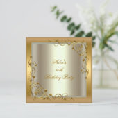 40e verjaardag Gold Cream Floral Kaart (Staand voorkant)