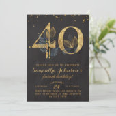 40e verjaardag "Gold Floral" Kaart (Staand voorkant)