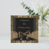 40e verjaardag Gold Leopard Brown Black Kaart (Staand voorkant)