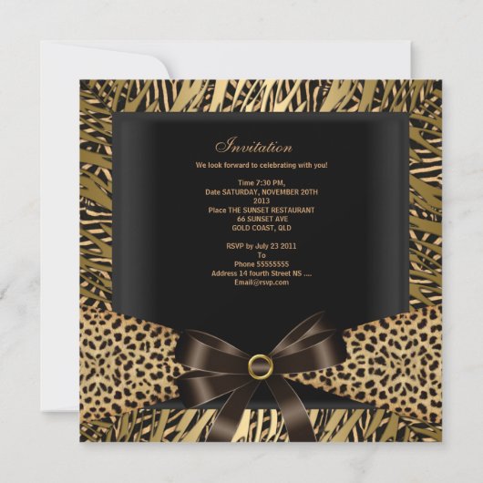 40e verjaardag Gold Leopard Brown Black Kaart (Achterkant)