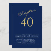 40e verjaardag Gold modern script blauw Kaart (Voorkant / Achterkant)