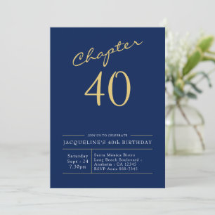 40e verjaardag Gold modern script blauw Kaart