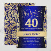 40e verjaardag - Gold Royal Blue Kaart (Voorkant / Achterkant)