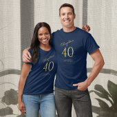 40e verjaardag Gold Script Blue T-shirt