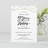 40e verjaardag Gold String Lights Kaart (Staand voorkant)