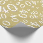 40e verjaardag Gold/White Random Number Pattern 40 Cadeaupapier (Hoek)