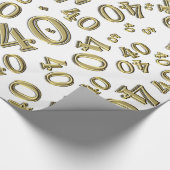 40e verjaardag Gold/White Random Number Pattern 40 Cadeaupapier (Hoek)