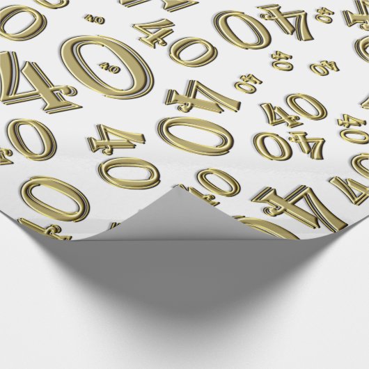 40e verjaardag Gold/White Random Number Pattern 40 Cadeaupapier (Hoek)