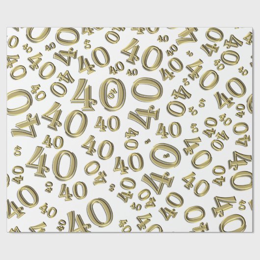 40e verjaardag Gold/White Random Number Pattern 40 Cadeaupapier (Vlak)