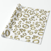 40e verjaardag Gold/White Random Number Pattern 40 Cadeaupapier (Uitgerold)