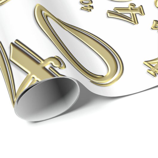 40e verjaardag Gold/White Random Number Pattern 40 Cadeaupapier (Rol Hoek)