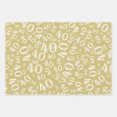 40e verjaardag Gold/White Random Number Pattern 40 Inpakpapier Vel (Voorkant 2)