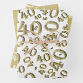 40e verjaardag Gold/White Random Number Pattern 40 Inpakpapier Vel (In situ)