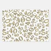 40e verjaardag Gold/White Random Number Pattern 40 Inpakpapier Vel (Voorkant)