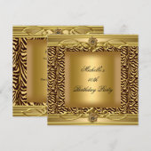 40e verjaardag Gold Zebra Black Kaart (Voorkant / Achterkant)