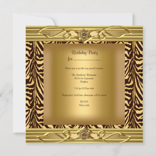 40e verjaardag Gold Zebra Black Kaart (Achterkant)