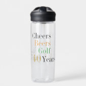 40e verjaardag Golf Cheers Beers Minimal Waterfles (Voorkant)