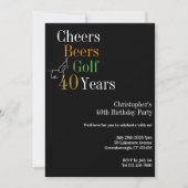 40e verjaardag Golf Cheers Beers Party Kaart (Voorkant)