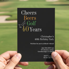 40e verjaardag Golf Cheers Beers Party Kaart