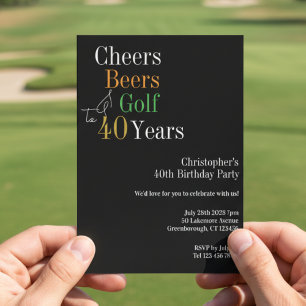 40e verjaardag Golf Cheers Beers Party Kaart