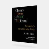 40e verjaardag Golf Cheers Beers Party Welkom Acryl Bord (Hoek)