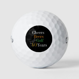 40e Verjaardag Golf Cheers en Biertjes Zwart en Go Golfballen