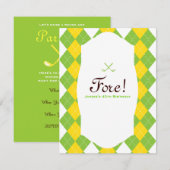 40e verjaardag Golf Party Argyle Preppy Kaart (Voorkant / Achterkant)