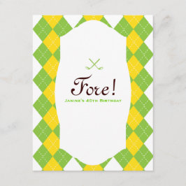 40e verjaardag Golf Party Argyle Preppy Kaart